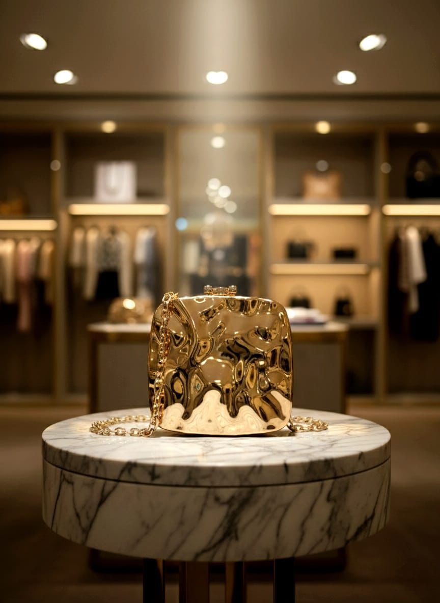 Gilded Box Metal Clutch