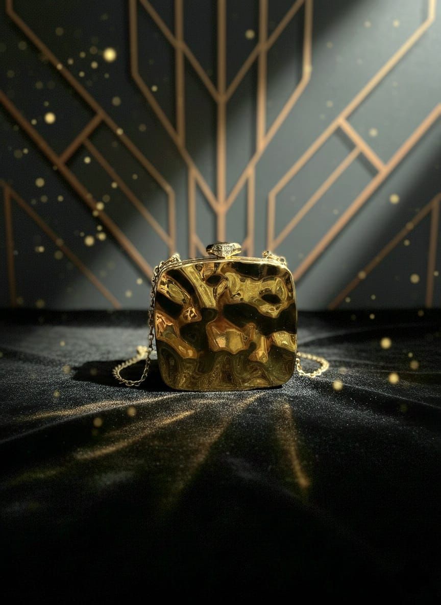 Gilded Box Metal Clutch