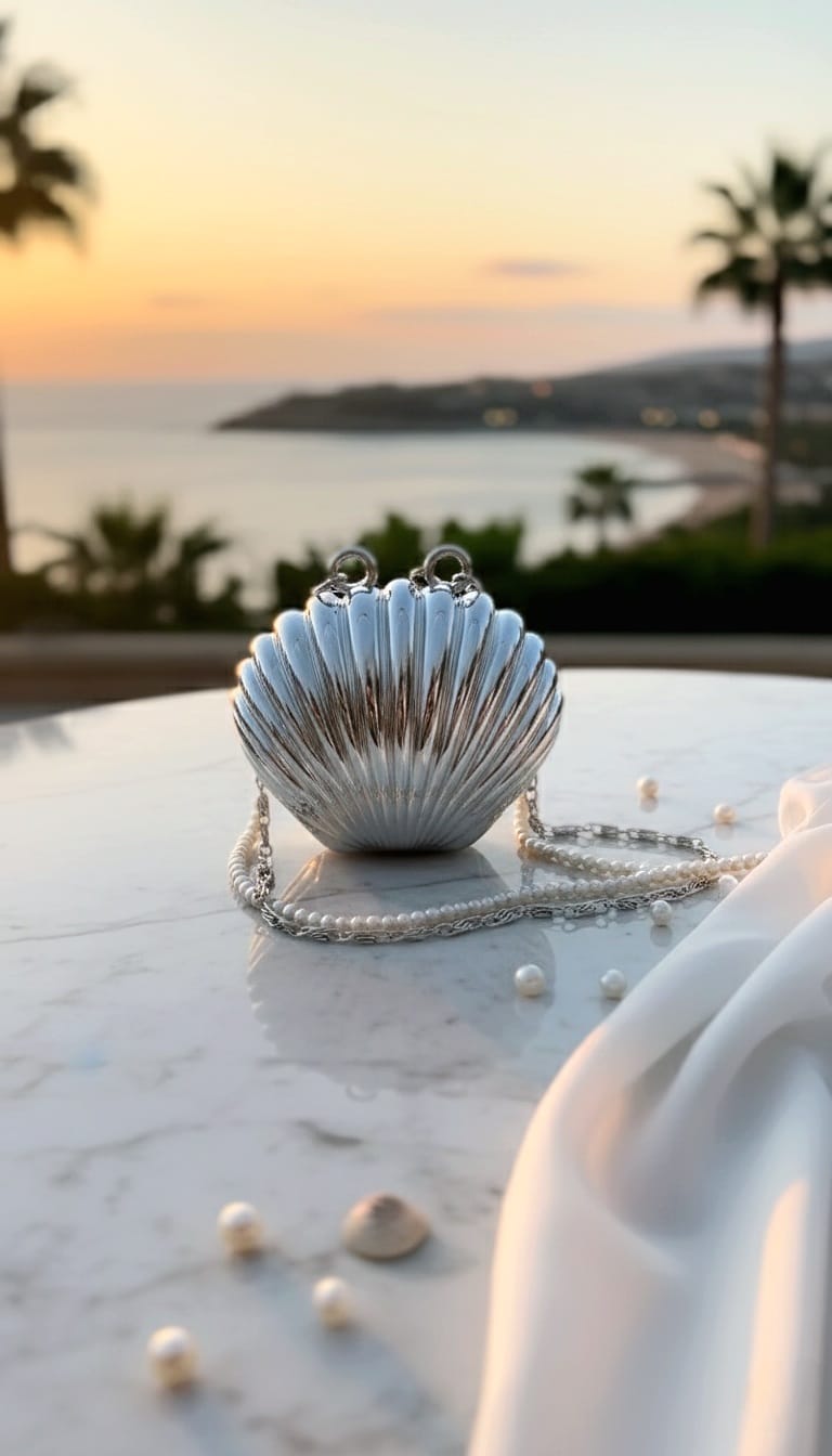Shell Chic Clutch Silver